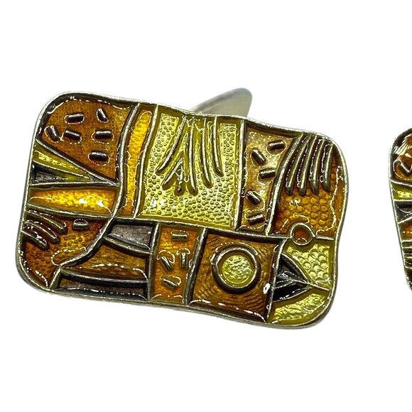 David Anderson Sterling Silver Four Seasons Autumn Enameled Cufflinks Norway - Picture 2 of 10